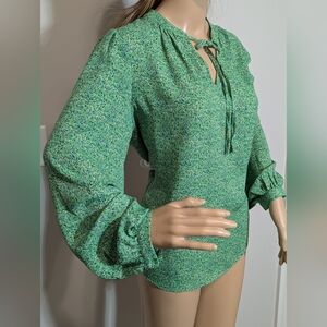 Carolina Belle Green Long Sleeve Relaxed Blouse #763